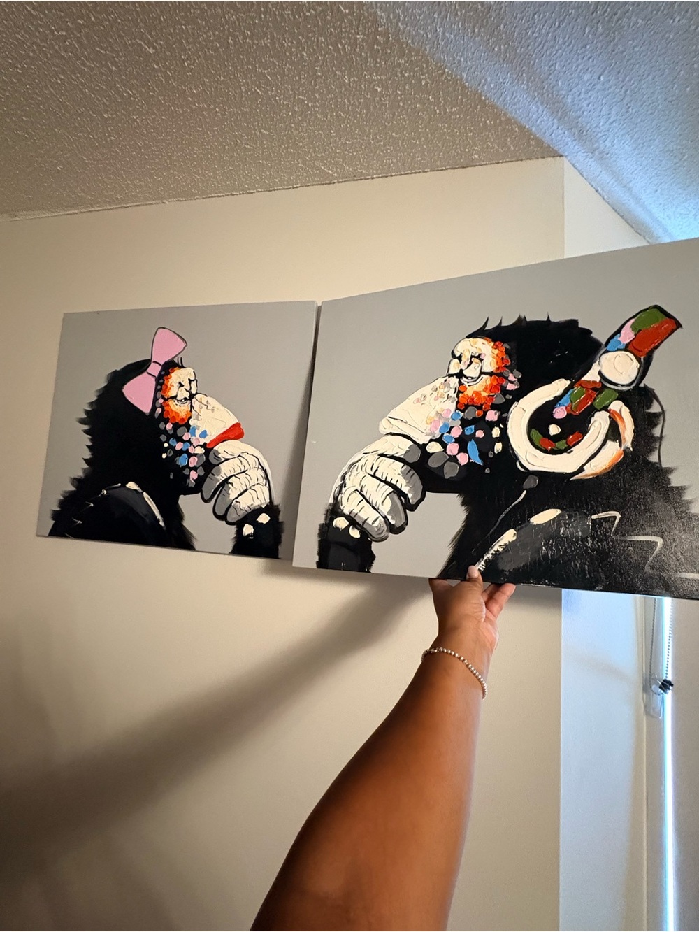Pair of Contemporary Chimpanzee Canvas Art